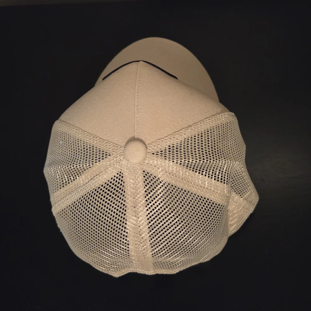 NWOT Beige Cap with Embroidered Face Design - Picture 3 of 4